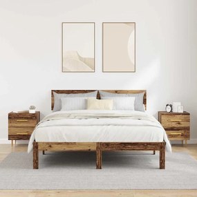 vidaXL Éjjeliszekrény fiókkal 2 pcs Öreg fa 40 x 35 x 47,5 cm Faanyag