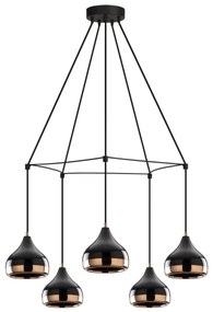 Kábellel függesztett YILDO függőlámpa 5xE27/40W/230V fekete/réz