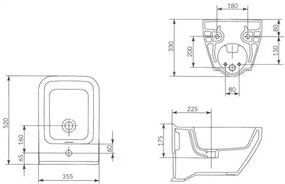 Cersanit Crea WC bidé függő négyzet, fehér, K114-010