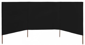 fekete szövet 3-paneles szélfogó 400 x 160 cm