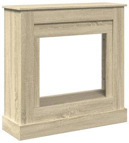 sonoma tölgy színű szerelt fa kandallóburkolat 90 x 30 x 90 cm