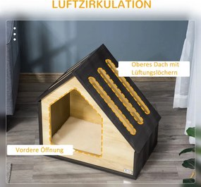 Pawhut Beltéri Kutyaház/barlang párnával, kutyabarlang ferde tetővel, macskaház kistestű kutyáknak 8 kg-ig, barna