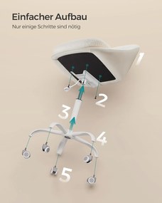 Otthoni irodai szék, sminkszék sherpa anyagból, cappuccino bézs–felhőfehér színben