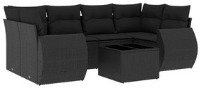 7 részes fekete polyrattan kerti ülőgarnitúra párnával
