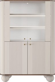 Vesper négyajtós vitrin 103 cm - kasmír / dió / arany fogantyúk / gömb alakú lábak