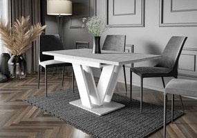 Masiv bővíthető étkezőasztal 4-6 személyes fehér/kőmintás