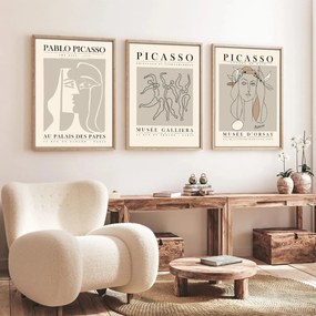 Huhu256 keretezett MDF falikép, 50 x 70 cm, 3 db-os szett