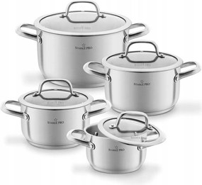 Rozsdamentes acél edények 4 db-os edénykészlet Avanguard 8 el Starke Pro