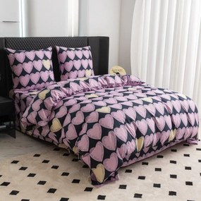 Mikroszálas ágyneműhuzat VIOLET HEARTS világos lila Ágyneműhuzat mérete: 2 db 70 x 80 cm | 160 x 200 cm
