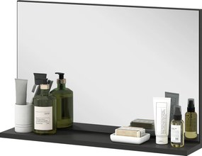 kleankin Fali Fürdőszoba Tükör Polccal, Modern Többcélú Tükör Fürdőszobába, Hálószobába és Előszobába, 60x12x40 cm, Fekete | Aosom