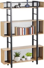 3 polcos polcállvány, tölgy/fekete, KILIS NEW TYP 3