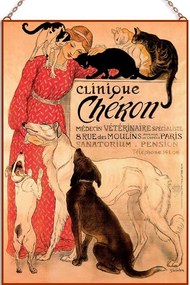 Szecessziós kép - Clinique Chéron üvegkép, falikép