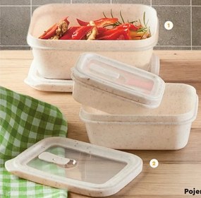 Smukee Ételtároló dobozok 3 db téglalap 300/600/1000 ml Eper 015