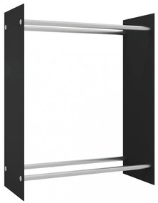 fekete edzett üveg tűzifatároló 80 x 35 x 100 cm
