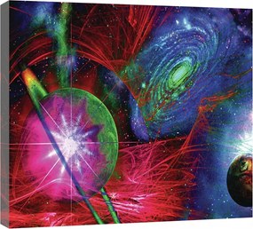 Vászonkép falikép piros zöld galaxis 60 x 40