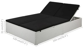 Fekete polyrattan napozóágy párnával