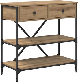vidaXL Konzolasztal fiókkal polcokkal Barna 100 x 34,5 x 75 cm faszínű