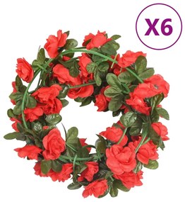 6 db piros karácsonyi virágfüzér 240 cm