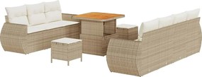 vidaXL Kerti Kanapé Szett párnával 10 pcs Beige és krém polirattan