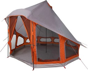 vidaXL Családi Tipi sátor Tipi Szürke és narancs 404 x 370 x 270 cm
