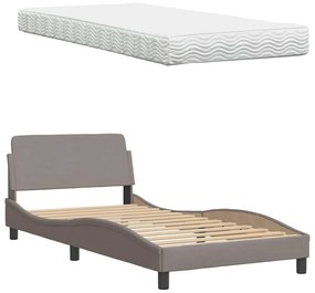 tópszínű szövet ágy matraccal 100x200 cm