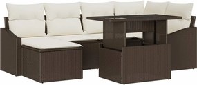 vidaXL Kerti Kanapé Szett párnával 7 pcs Barna és krémszínű