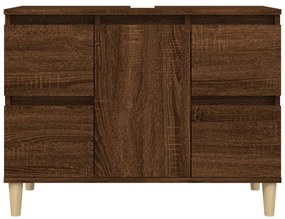barna tölgyszínű szerelt fa mosdószekrény 80 x 33 x 60 cm