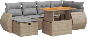 vidaXL 8 részes bézs polyrattan akácfa kerti ülőgarnitúra párnával
