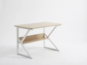 Íróasztal polccal SHAPE 80x40 cm, fehér/dub sonoma