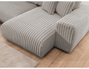 Világosszürke kordbársony sarokkanapé (bal oldali-U alakú) Justin – Ropez