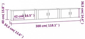 3 db szürke sonoma falra szerelhető TV-szekrény 100x34,5x40 cm