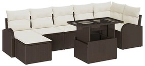 Kerti Kanapé Szett párnával 8 pcs Barna és krémszínű