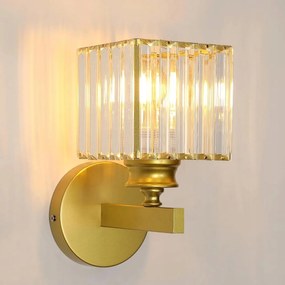 Kinkiet Ścienny Wewnetrzny Nowoczesna Loft Krysztal Zloty E27