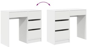 Asztal fiókkal polcokkal Fehér 90 x 37,5 x 75 cm Faanyag