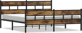 vidaXL füstös tölgy színű fém ágykeret matrac nélkül 200 x 200 cm