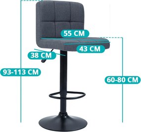 Szövet borítású bárszék 2db, sötétszürke