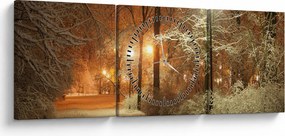 Kép - havas park (órával) (90x30 cm)
