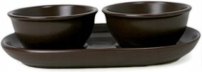 Kerámia mártogatós tál szett sötétbarna