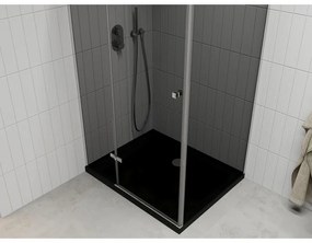 Mexen Roma, zuhanykabin csuklós ajtóval 100 (ajtó) x 80 (fal) cm, 6mm szürke üveg, króm profil + vékony zuhanytálca fekete + króm szifon, 854-100-080…