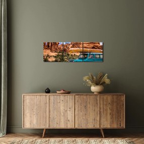 Terepjáró a hegyekben képe (órával) (90x30 cm)