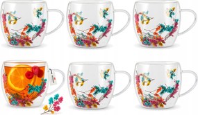 6x Thermo Kávés Poharak Latte Tea Virágok Dupla Aljú 250 ml