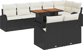 vidaXL Kerti Kanapé Szett tárolóval 9 pcs Fekete Poli rattan