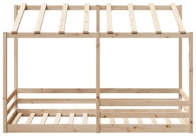 tömör fenyőfa gyerekágy tetővel 80 x 200 cm