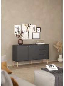 Antracitszürke alacsony komód 149x82 cm Bodo – Tvilum
