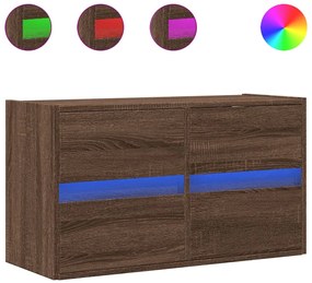 barna tölgyszínű fali TV-szekrény LED-del 80 x 31 x 45 cm