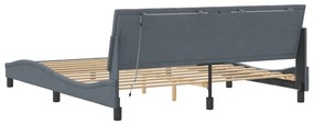 sötétszürke bársony ágykeret LED-világítással 180 x 200 cm