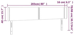 világosszürke szövet LED-es fejtámla 203 x 16 x 78/88 cm