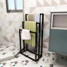 Tutumi Tutumi, 3 karos fém törülközőtartó 600x260x1000 mm 391840, fekete matt, HOM-01003