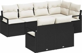 vidaXL Kanapé Szett 7 pcs Fekete polirattan