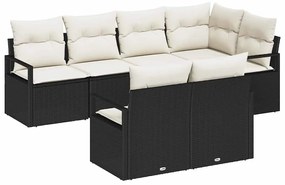 vidaXL Kanapé Szett 7 pcs Fekete polirattan